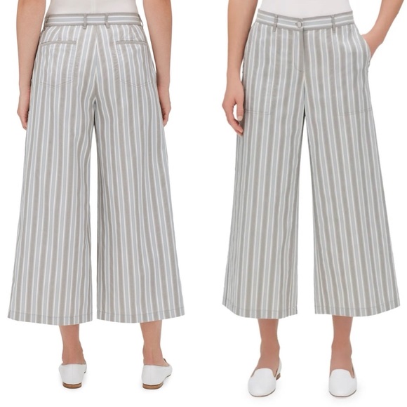LAFAYETTE 148 NEW YORK Fulton Elixir Striped Cropped Wide-Leg Pants - Picture 1 of 4